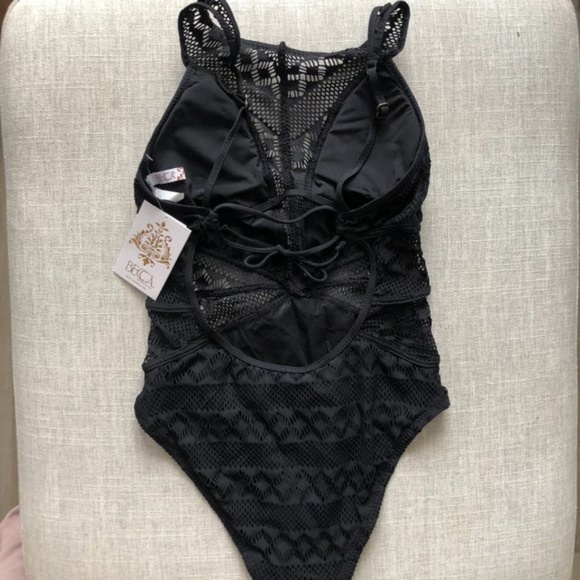 Becca Swim Savannah Crochet High Neck One Piece (size S) NWT - Picture 5 of 7
